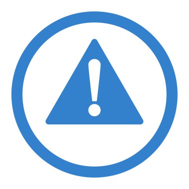 Düz kobalt renk uyarı yuvarlak raster simgesi