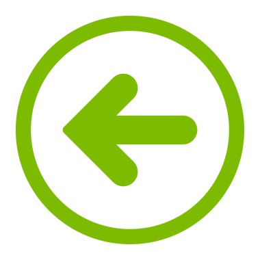 Ok sol düz eko yeşil yuvarlak renkli raster simgesi