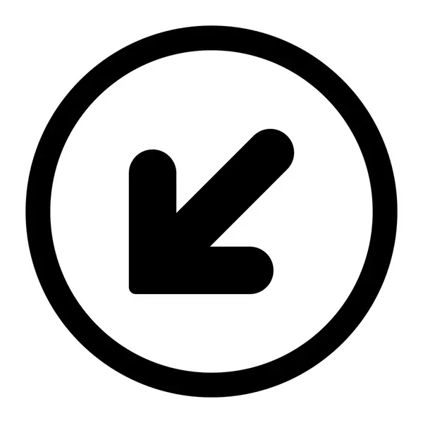 Flecha hacia abajo Izquierda plana de color negro redondeado icono de trama —  Fotos de Stock