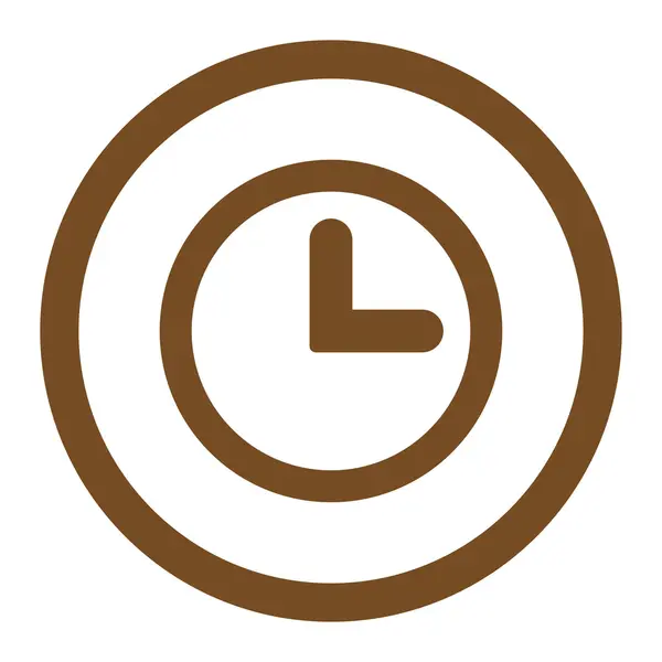 Clock flat brown color rounded raster icon — Stock Photo, Image