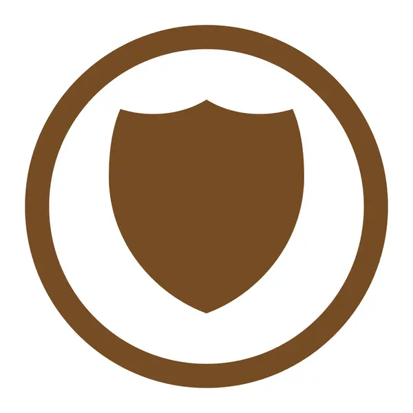 Escudo cor marrom plana arredondado ícone raster — Fotografia de Stock