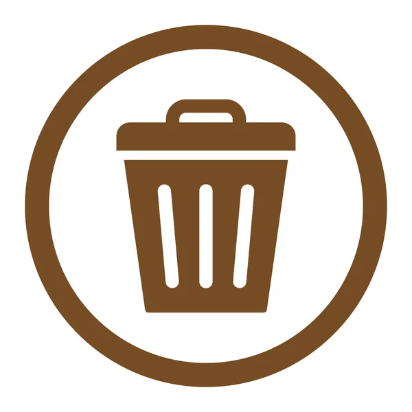 Trash Can flat brown color rounded raster icon — Stock Photo, Image