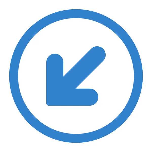 Arrow Down Left flat cobalt color rounded raster icon — Stock Photo, Image