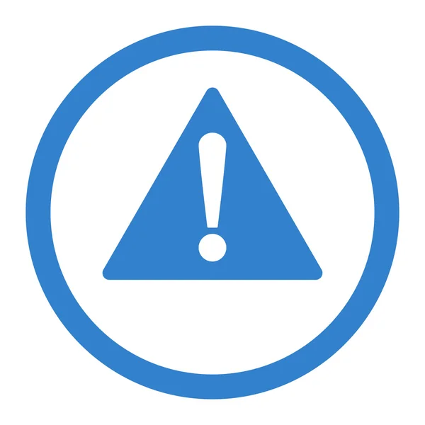 Warning flat cobalt color rounded raster icon — Stock Photo, Image