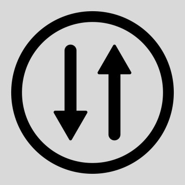 Oklar Karşılıklı Dikey düz siyah renkli yuvarlak vektör simgesi