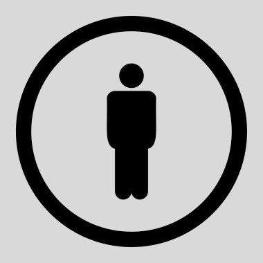 Man flat black color rounded vector icon