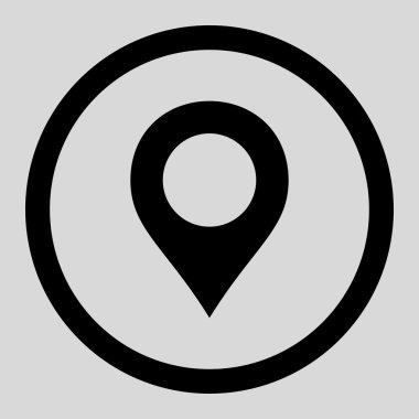 Map Marker flat black color rounded vector icon