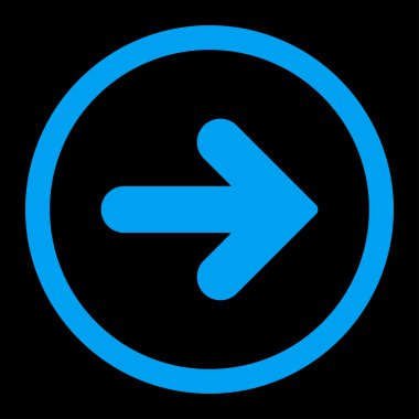 Ok sağ düz mavi renk vektör simge yuvarlak