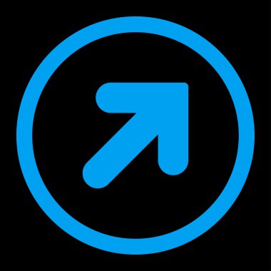 Ok yukarı sağ düz mavi yuvarlak renkli vektör simgesi