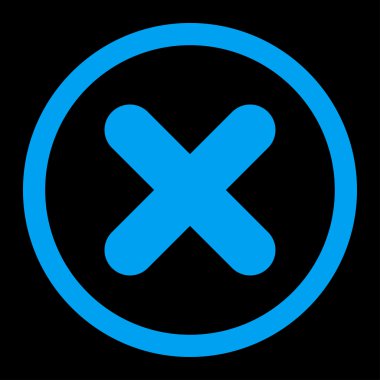 Düz mavi renkli yuvarlak vektör simge iptal