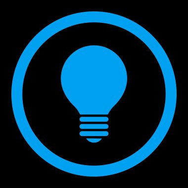 Elektrikli ampul düz mavi renk yuvarlak vektör simgesi