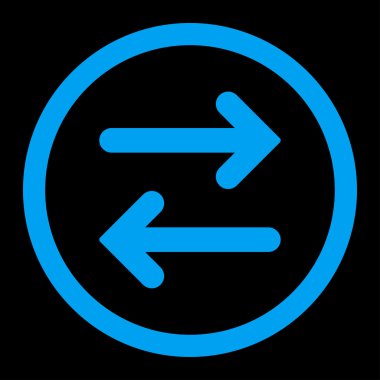 Yatay düz mavi renkli yuvarlak vektör simge çevirmek