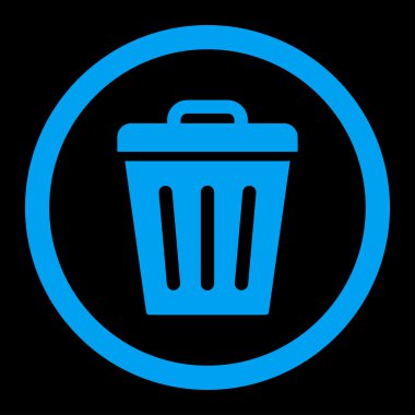 Çöp Can düz yuvarlak mavi renk vektör simgesi