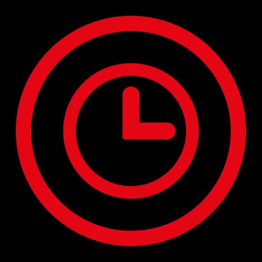 Saat düz kırmızı yuvarlak renkli vektör simgesi