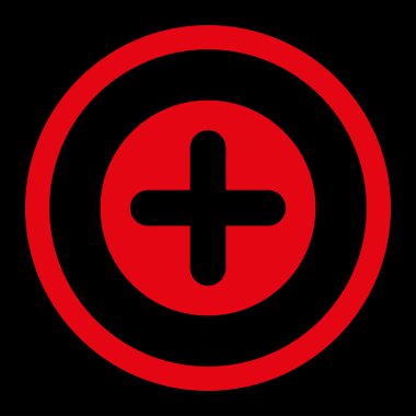 Düz kırmızı renkli yuvarlak vektör simge oluşturma