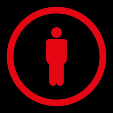 Adam düz kırmızı yuvarlak renkli vektör simgesi