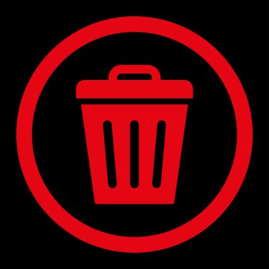 Çöp Kutusu kırmızı renkli yuvarlak vektör simgesi