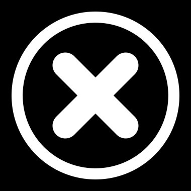 Cancel flat white color rounded vector icon