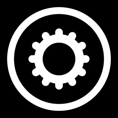 Gear flat white color rounded vector icon