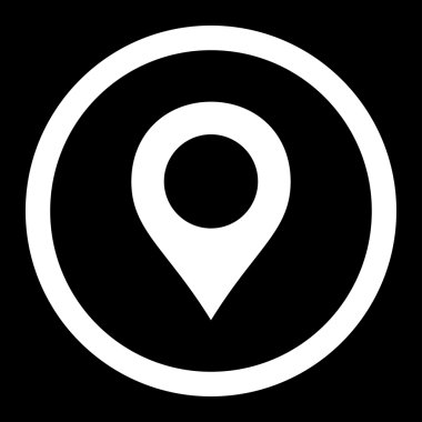 Marker düz beyaz renkli yuvarlak vektör simge göster