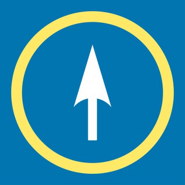 Arrow Axis Y flat yellow and white colors rounded vector icon
