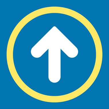 Arrow Up flat yellow and white colors rounded vector icon