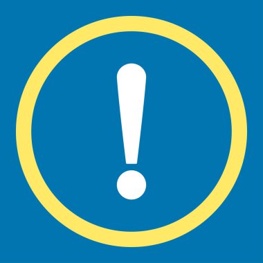 Exclamation Sign flat yellow and white colors rounded vector icon
