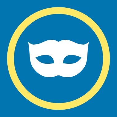 Gizlilik maskesi düz sarı ve beyaz renklerde vektör simge yuvarlak