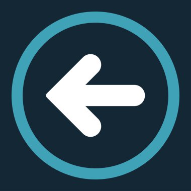 Arrow Left flat blue and white colors rounded vector icon