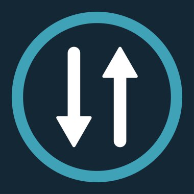 Oklar Exchange dikey düz mavi ve beyaz renkler vektör simge yuvarlak