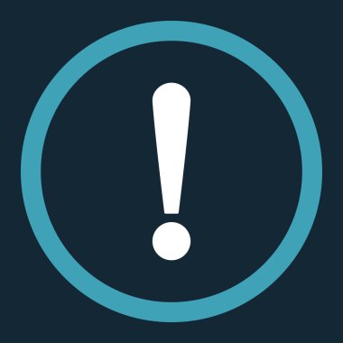 Ünlem işareti yuvarlak düz mavi ve beyaz renkler vektör simgesi