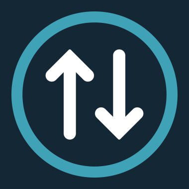 Yuvarlak vektör simge Flip düz mavi ve beyaz renkler