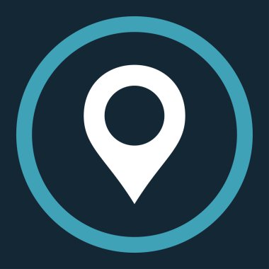 Map Marker flat blue and white colors rounded vector icon