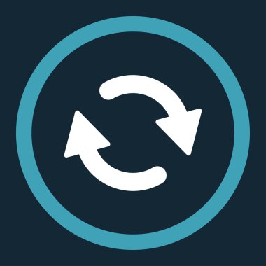 Refresh flat blue and white colors rounded vector icon