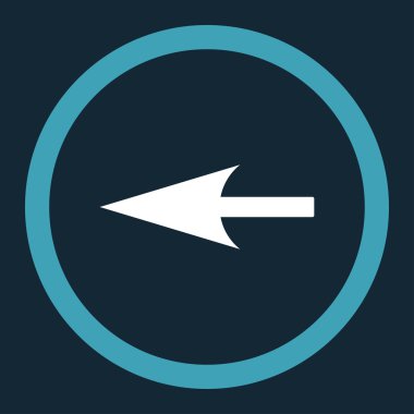 Sharp Left Arrow flat blue and white colors rounded vector icon