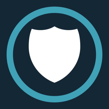 Shield flat blue and white colors rounded vector icon