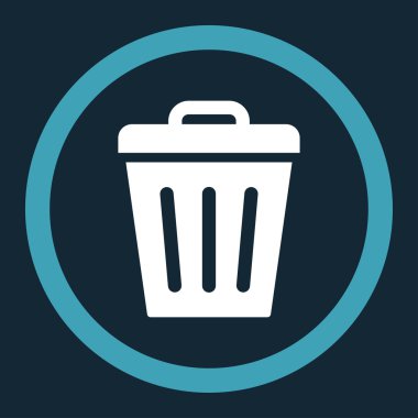 Çöp Can düz yuvarlak mavi ve beyaz renkler vektör simgesi