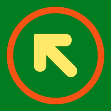 Arrow Up Left flat orange and yellow colors rounded vector icon