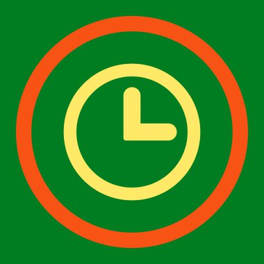 Clock flat orange and yellow colors rounded vector icon