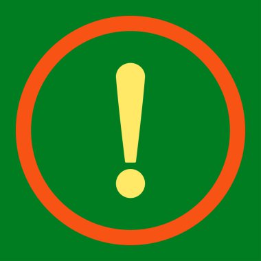 Exclamation Sign flat orange and yellow colors rounded vector icon