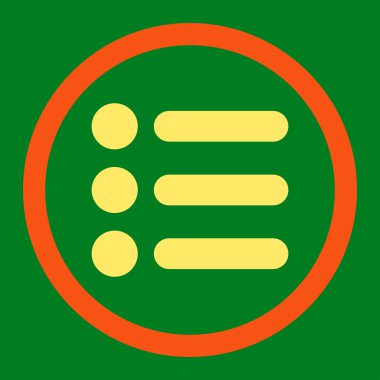 Items flat orange and yellow colors rounded vector icon