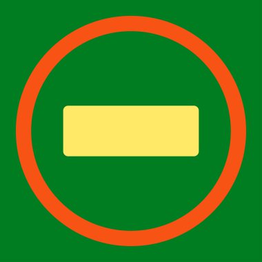 Minus flat orange and yellow colors rounded vector icon