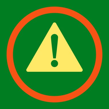 Warning flat orange and yellow colors rounded vector icon