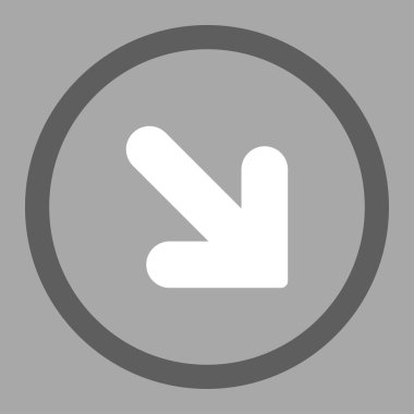 Arrow Down Right flat dark gray and white colors rounded vector icon