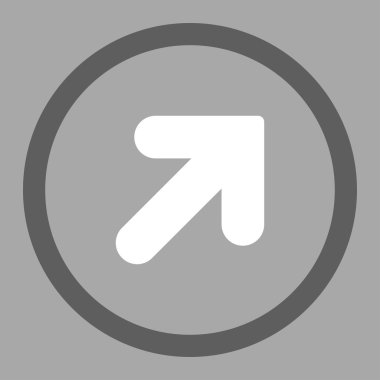 Arrow Up Right flat dark gray and white colors rounded vector icon