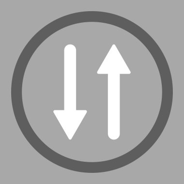 Arrows Exchange Vertical flat dark gray and white colors rounded vector icon