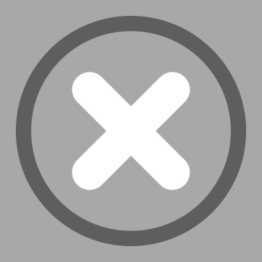Cancel flat dark gray and white colors rounded vector icon