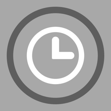 Clock flat dark gray and white colors rounded vector icon