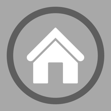 Ev düz koyu gri ve beyaz renkler yuvarlak vektör simgesi