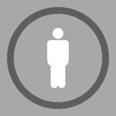 Man flat dark gray and white colors rounded vector icon